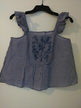 Derek Heart Juniors Blue/White Stripes Sleeveless Ruffle Shoulder Straps... - $8.21 CAD