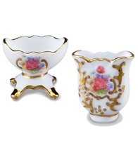 Flower Vase Set Pair Fancy 1.615/5 Reutter Porcelain DOLLHOUSE Miniature - £14.49 GBP