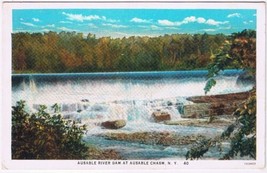 Postcard Ausable River Dam At Ausable Chasm New York - £1.64 GBP