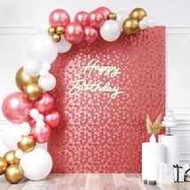 Satin Shimmer Wall Backdrop - Pack Of 24 Dusty Rose Square Sequin Wall Panel For - £117.24 GBP