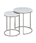 Zaidee 2PC Nesting Table Set, Marble Top &amp; Nickel Finish - $5,209.33 MXN