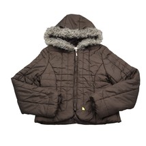 Jennyfer J Jacket Womens S Brown Full Zip Fur lined Hoodie Puffer Jacket - £22.10 GBP