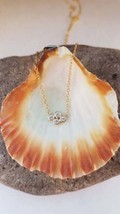 Gold minimalist charm necklace Round stone dainty layering necklace Brid... - £26.83 GBP
