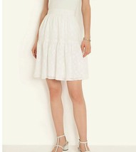 New Ann Taylor White Chiffon Floral Embellished Lined Tiered Mini Skirt 2 4 - £23.69 GBP
