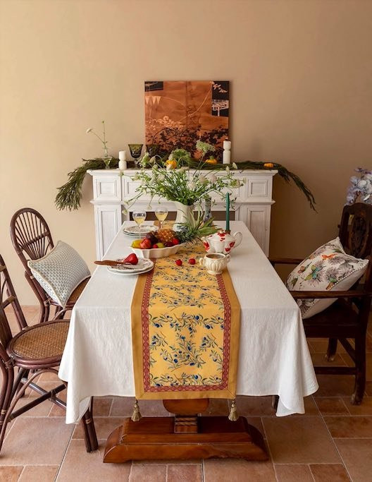 Vibrant Italian Floral Table Runner for Chic Dining Ambiance - $127.05