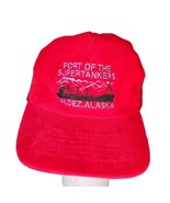 Vintage 80s Red Corduroy Snapback Hat Cap Valdez Alaska Port Supertankers - $38.60