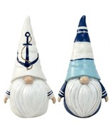 Blue White Gnome Figurines Set of 2 Nautical Accents 9.5&quot; High Resin - €42,05 EUR