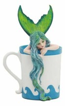 Amy Brown Nautical Fantasy Morning Bliss Pretty Mermaid In Coffee Cup Statue - £32.14 GBP