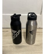 Adidas Lot Of 2 1 Liter Water Bottles Sport Gym Metal  - $14.70