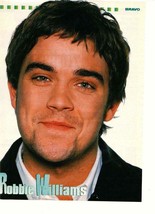 Robbie Williams Take That teen magazine pinup clipping Bravo close up 90&#39;s - $2.00