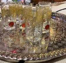 Moroccan gold tea glasses - Moroccan tea glasses gold -Moroccan gold tea... - £39.23 GBP