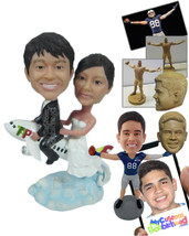 Personalized Bobblehead Wedding Couple Off To Their Honeymoon Wearing Formal Att - £191.04 GBP