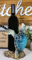 Ebros Nautical Blue Sea Turtle Wine Bottle Holder Caddy Figurine 7.5&quot; High - £27.64 GBP