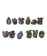 Set of 12 Metallic Red Green Purple Blue Baby Dragons In Eggs Mini Figur... - €43,41 EUR