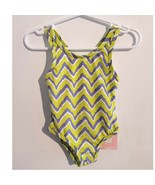 EPK Baby One Piece Swimsuit Zig Zag Chevron Yellow Gray White Size 12-18... - $27.35 CAD
