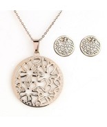Rose Tone Necklace With Pendant &amp; Coordinating Earrings - €24,31 EUR