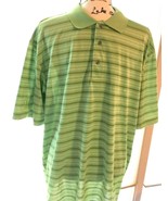 Men’s Champions Tour XL Green Striped Polyester Golf Polo   015-106 - £5.41 GBP