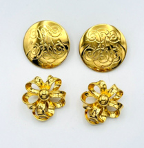 Two Premiere USA Gold Tone Clip On Earrings - £28.16 GBP