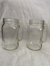 Set Of 2 Vintage 15 oz Mason Jar Country Hearth Drinking Glass Mugs - Wide Mouth - £13.94 GBP