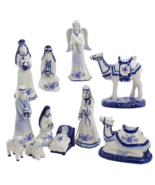 KURT ADLER 1.97&quot;- 6.7&quot;  HAND PAINTED PORCELAIN DELFT BLUE 11 PIECE NATIV... - €102,33 EUR