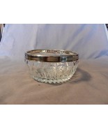 Vintage Small Glass Bowl with Silverplate Rim Starburst and Circles Desi... - £31.50 GBP