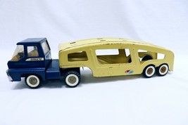 VINTAGE 1960s Yellow / Blue Structo Turbine Truck + Car Hauler Carrier T... - $79.19