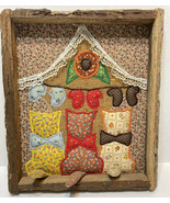 Vintage Unique Handmade Rustic Framed Quilted Cats Kittens Mittens Scene... - £48.84 GBP