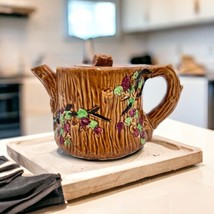 VTG Tree Trunk Stump Woodland Berries Rustic Cabin Ceramic Teapot Made in Japan - £12.65 GBP