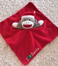 Baby Starters Sock Monkey Red Fleece I Love Santa Lovey Security Blanket... - £7.41 GBP