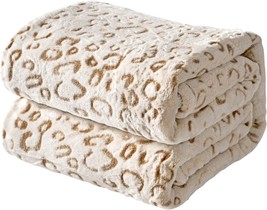 Brown 50&quot; X 60&quot; 3D Leopard Flannel Fleece Throw Blanket From Fy Fiber House. - $36.54