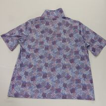 VTG Gilda Of California Women's Purple 1/4 Button Geometric Print Blouse Size 38 image 2