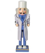 Wooden Christmas Nutcracker,14&quot;, DOCTOR IN WHITE JACKET &amp; BLUE SCRUBS,No... - £27.23 GBP