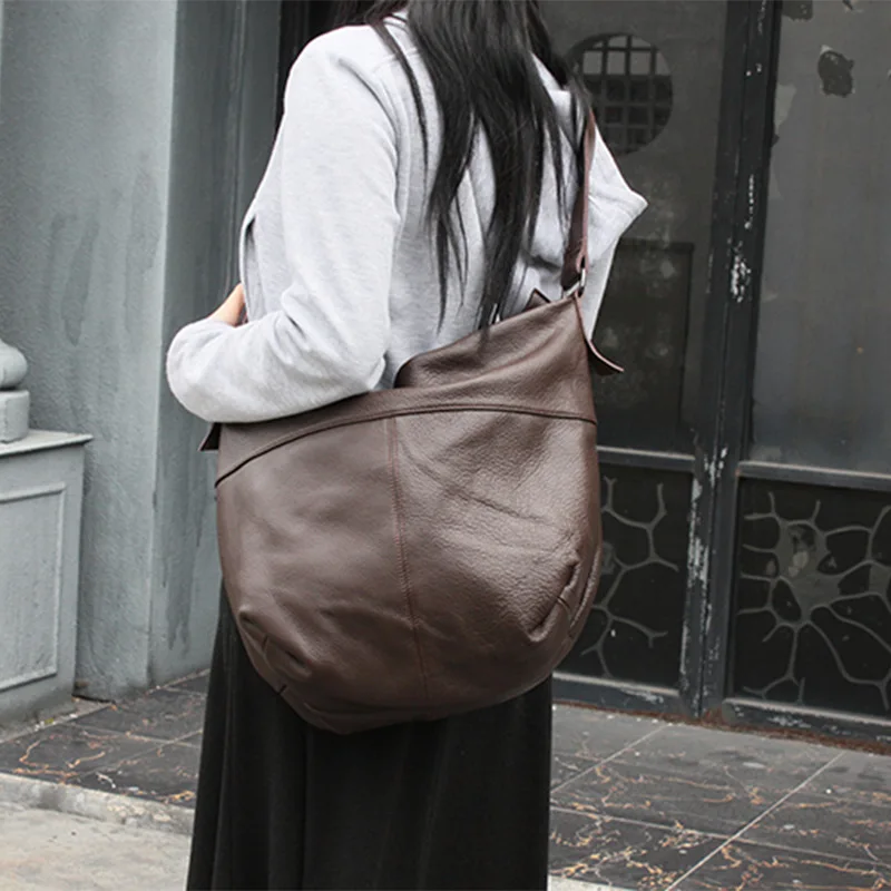 Women Large Crossbody Bag Soft Cowhide Slouchy Casual Tote Designer Hand... - $164.55