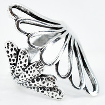 Bohemian Vintage Inspired Silver Tone Flower Petal Wrap Statement Accent Ring - £4.78 GBP
