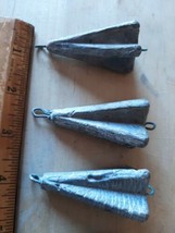 Winged Fishing 4 Sinker lead Weights one 4.5 oz Open tube down middle vtg - £9.82 GBP