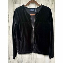 Crazy Horse Liz Claiborne Black Velvet Jacket Zip Size Small - $15.90