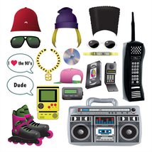 90&#39;s Party Photo Prop Signs with Inflatable Cell Phone and Boombox Decorations - £16.61 GBP