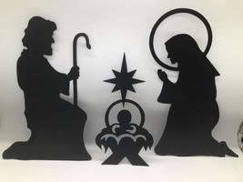 Baby Jesus Mary and Joseph Wall Art Flat Metal Plaque Nativity Set Wall ... - $11.88
