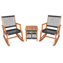 3 Pieces Acacia Wood Rocking Bistro Set - Color: Rustic Brown - $5,606.21 MXN