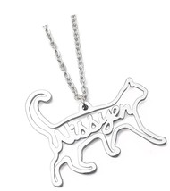 Personalized Name Necklace Cat Pendant Necklace Customized - £41.15 GBP