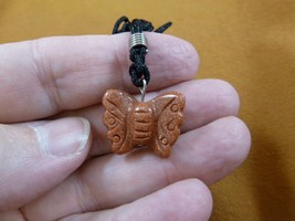 (an-but-21) Butterfly Orange Goldstone simple carving PENDANT necklace g... - $7.70