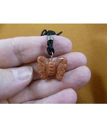 (an-but-21) Butterfly Orange Goldstone simple carving PENDANT necklace g... - £6.03 GBP