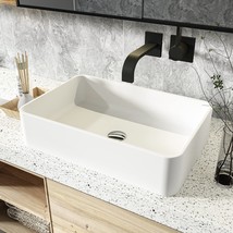 Bathroom Sink Above Counter Rectangle White Lavatory Vanity Vessel Sink ... - £223.86 GBP