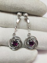 Argent Grenade Rhodolite Boucles D&#39;Oreilles Spirale 1.5 CT - £30.36 GBP