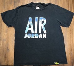 Air Jordan Original Men&#39;s Large T Shirt Sky Clouds Black Distressed Worn... - $14.84