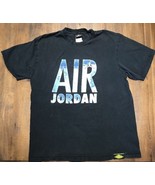 Air Jordan Original Men&#39;s Large T Shirt Sky Clouds Black Distressed Worn... - $20.36 CAD