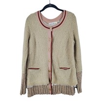 Charlie &amp; Robin Anthropologie Sweater Medium Womens Long Sleeve Button Front Bei - £23.34 GBP