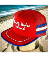 Vtg Red White Blue Color 3 Stripe South Padre Island Snapback Adj Trucke... - £36.04 GBP