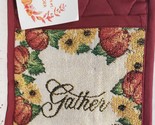 1 Fabric Tapestry Jumbo Pot Holder(7&quot;x9&quot;)FALL,SUNFLOWERS &amp; PUMKINS,GATHE... - $7.91