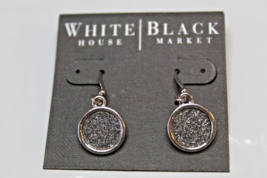 White House Black Market French Wire Earrings Silver Sparkle Small 1/2 Inch - £14.01 GBP